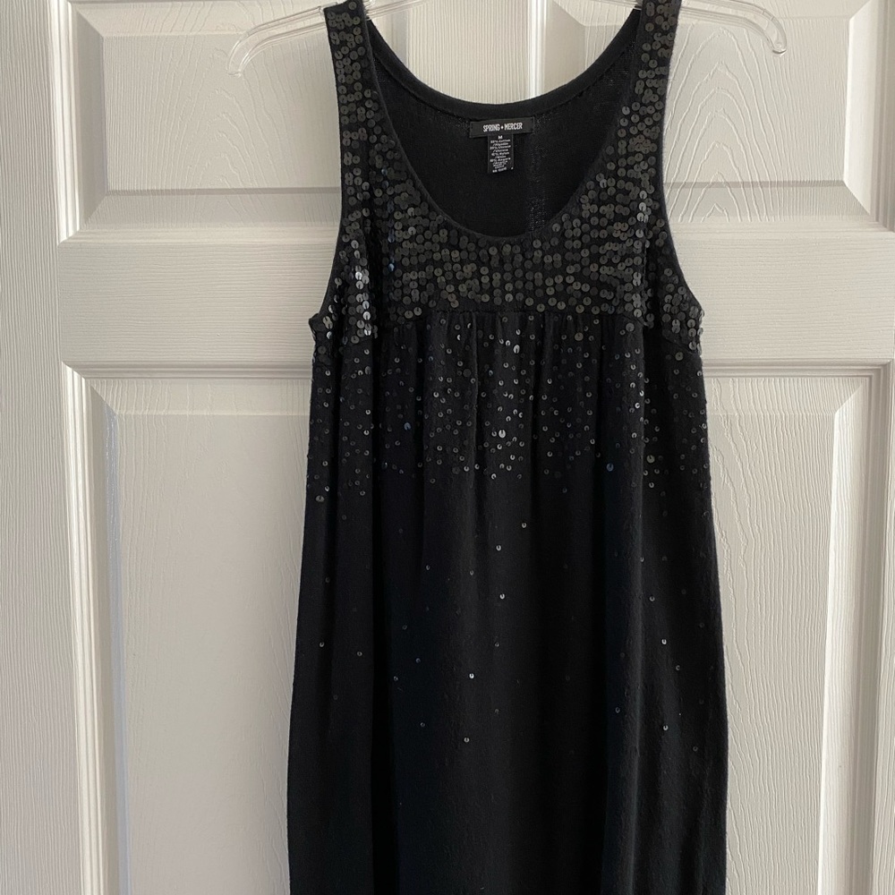 Black Sequins Part Angora Sweater Tunic